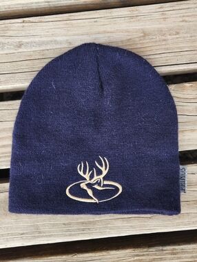 Primos Navy Blue Winter Hat Embroidered Beanie Deer Hunting Winter Warm